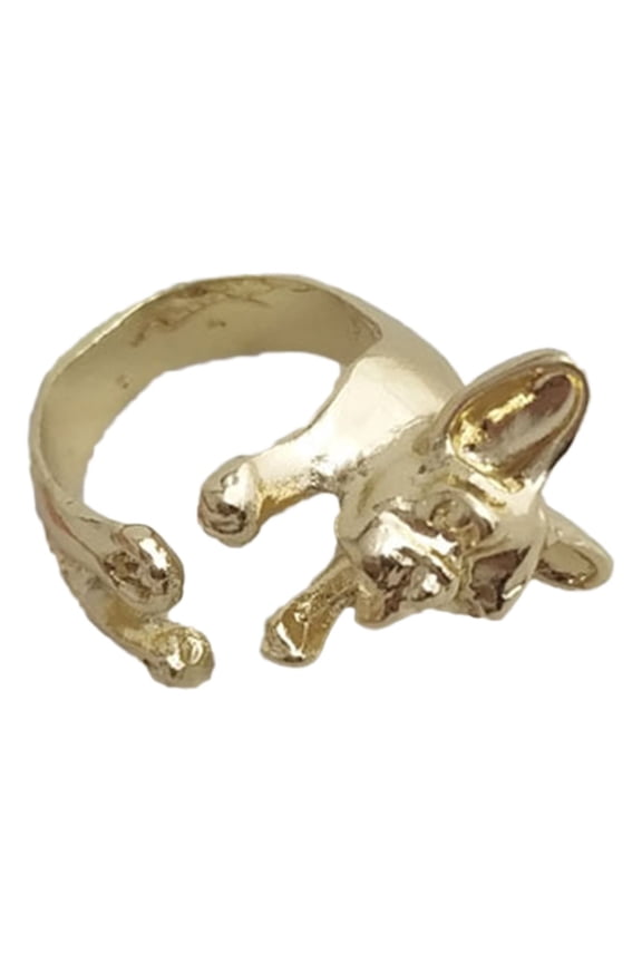 Adjustable Retro Bulldog Openings Ring Unisex Animal Pit Bull Dog Punk Jewelry Alloy Gold