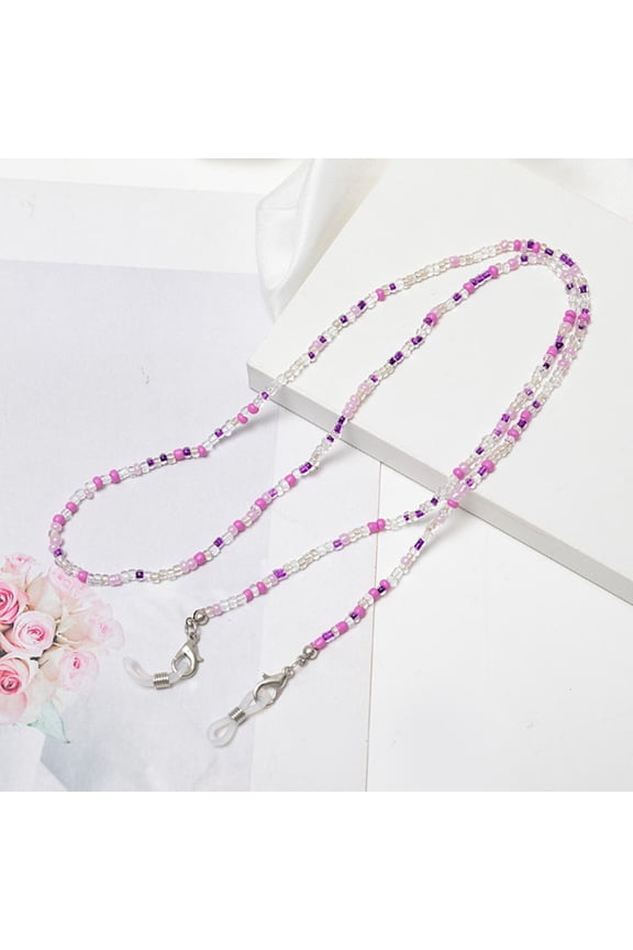Anti-Lost Portable Eyeglass Chain Necklace Colorful Beaded Hanging Face Cover Chain Holder Glass Accessories
