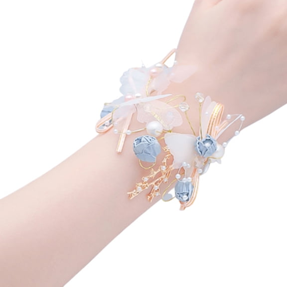 AYYUFE Artificial Bridal Bridesmaid Butterfly Wrist Flower Stretch Bracelet Corsage