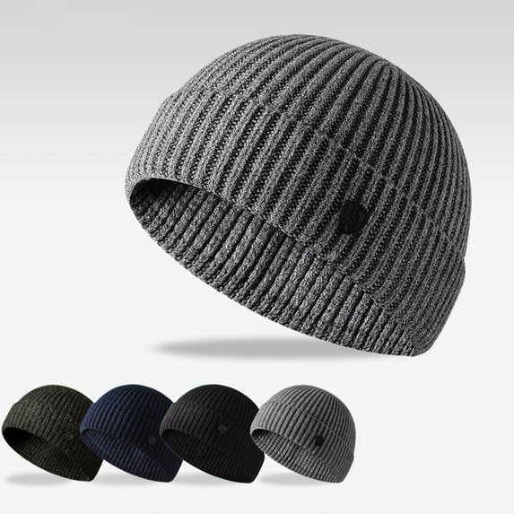 AYYUFE Autumn Winter Warm Knitted Hat Men Women Solid Color Ribbed Beanies Hat Outdoor Windproof Thick Hiking Cycling Hat
