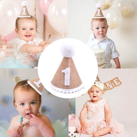 AYYUFE Birthday Hat with Pompom Ball Elasticated Braided No Deformation Wide Applications Decorate Lightweight Newborn Baby Birthday Party Hat for Kids