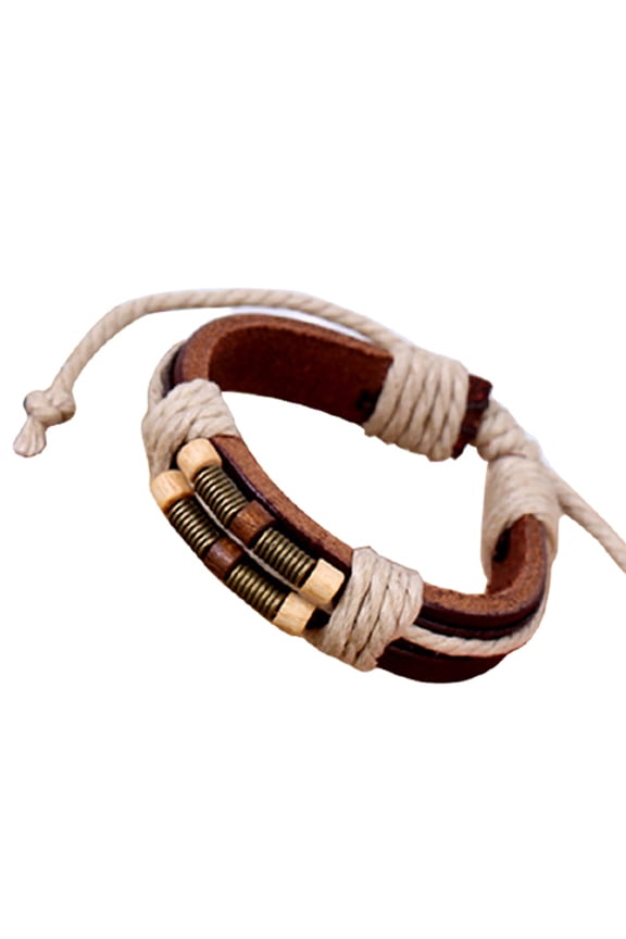 Bracelet Multilayer Punk Style Faux Leather Unisex Braided Bracelet for Party Faux Leather,Alloy Brown