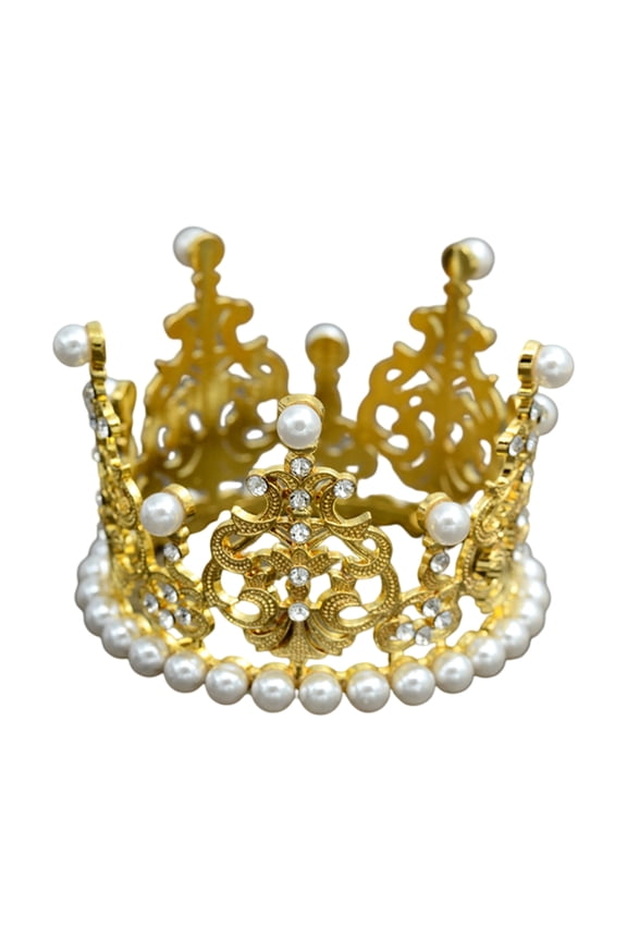 Cake Topper Eye-catching Realistic Looking Metal Vintage Royal Queen King Crown Cake Topper Hair Ornament for Home