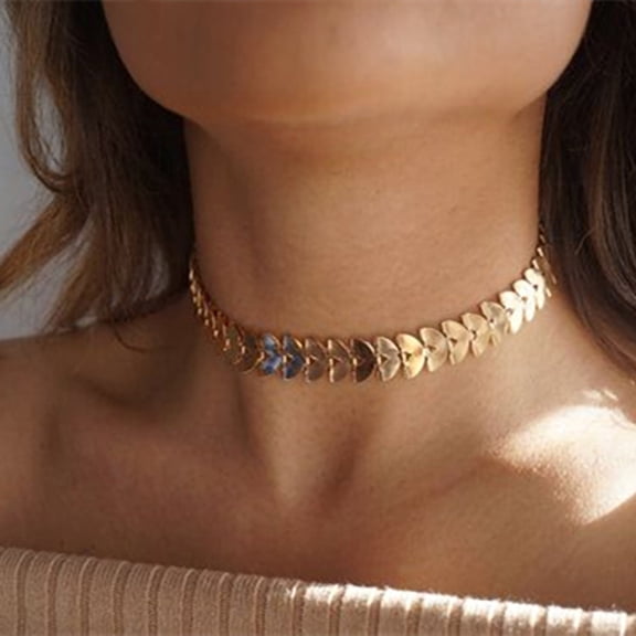 AYYUFE Choker Leaf Collar Chain Alloy Punk Women Choker Necklace