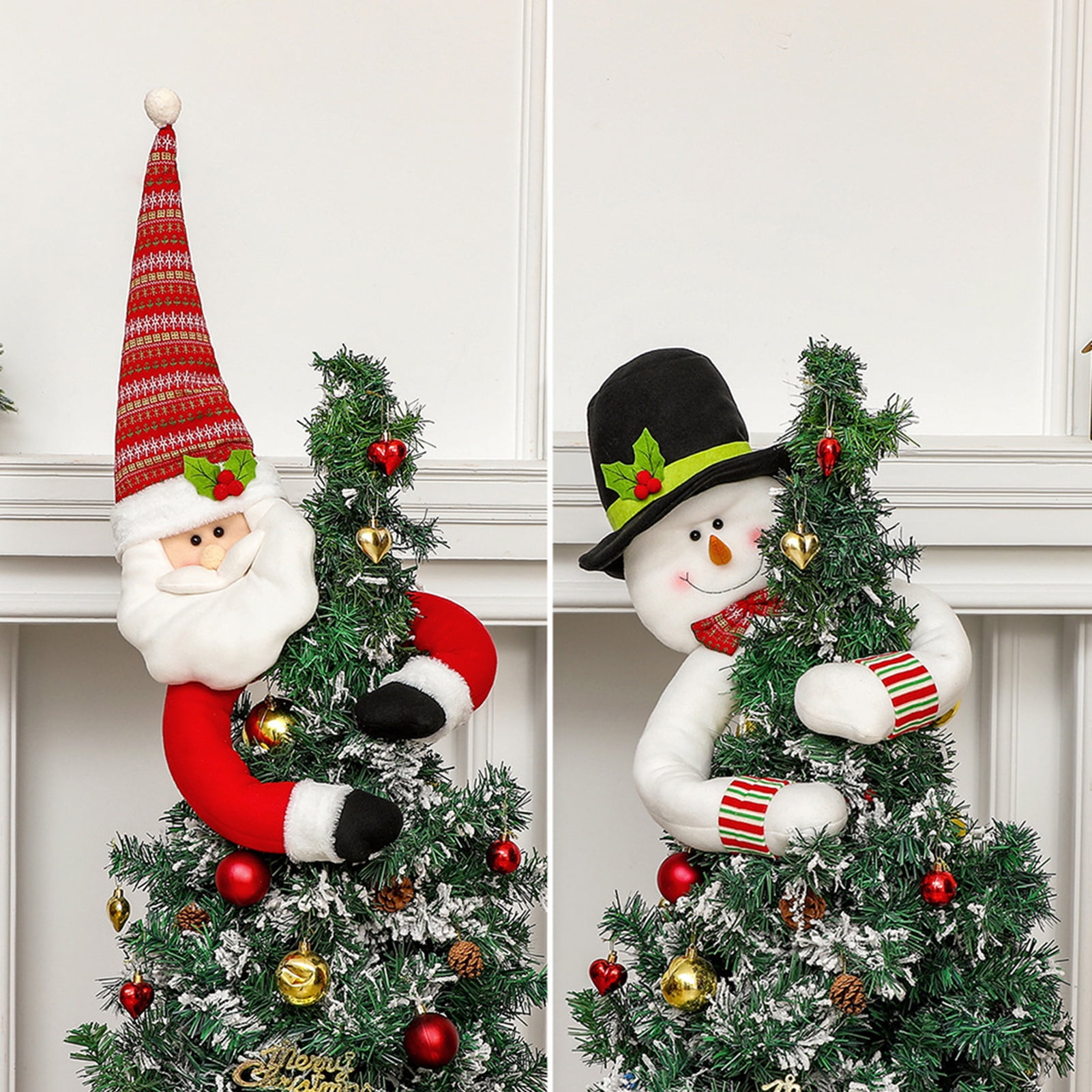 AYYUFE Christmas Tree Topper Cartoon Long Arm Santa Claus Snowman ...