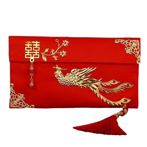 AYYUFE Classic Lucky Money Bag Clear Texture Faux Silk Visiting Relatives New Year Red Envelope for Family
