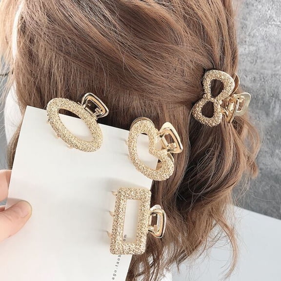 AYYUFE Claw Clip Multi-styles Elegant Shiny Temperament Simple Hair Decoration Alloy Bowknot/Rectangle/Heart/Moon/Ellipse Women Head Back Hair Clip for Dating