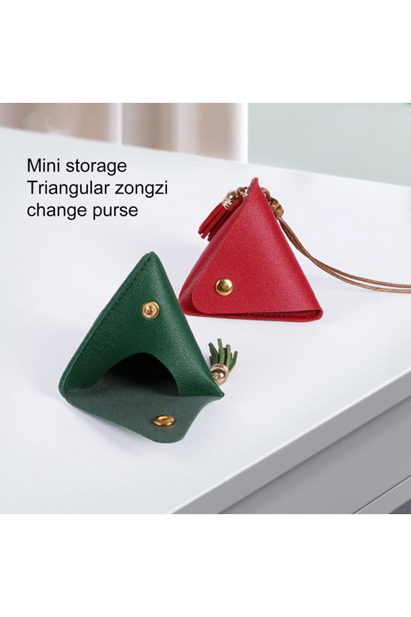 AYYUFE Coins Bag Lovely Zongzi Design Solid Color Buckle Closure Bright-colored Daily Storage Compact Adorable Triangle Change Wallet Travel Use