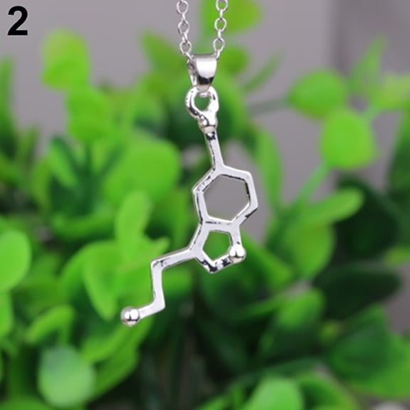 AYYUFE DNA Serotonin Dopamine Acetylcholine Biochemistry Molecule Pendant Necklace Alloy Blue