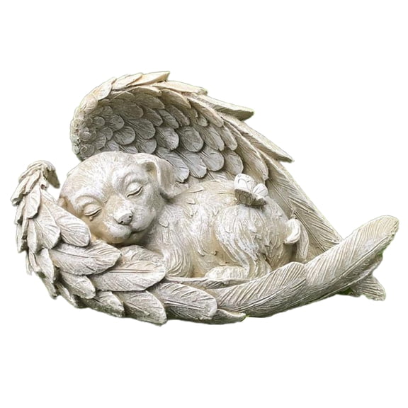 AYYUFE Display Mold Sleeping Dog Angel Wing Design Exquisite Resin Garden Home Ornament Accessories for Decor