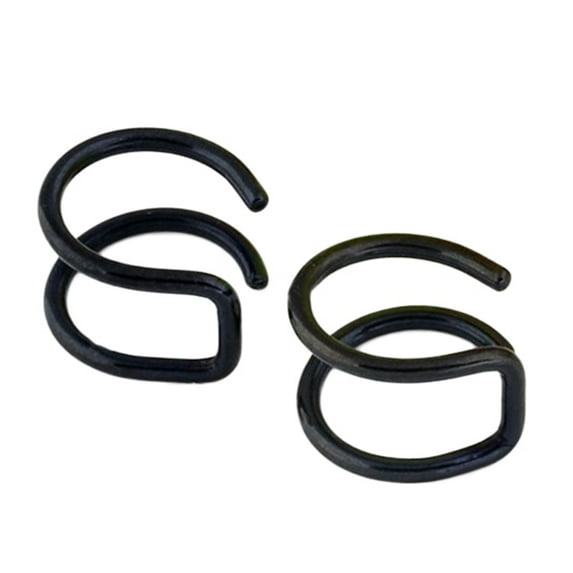 AYYUFE Ear Clip Cuff Cool Non Pierced Stainless Steel 2-row Fake Cartilage Earrings for Bar Stainless Steel Black