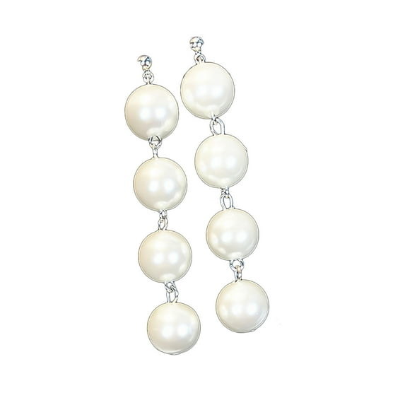 AYYUFE Earrings Faux Pearl Design Decorative Alloy Long Dangle Eardrop for Party Alloy Silver
