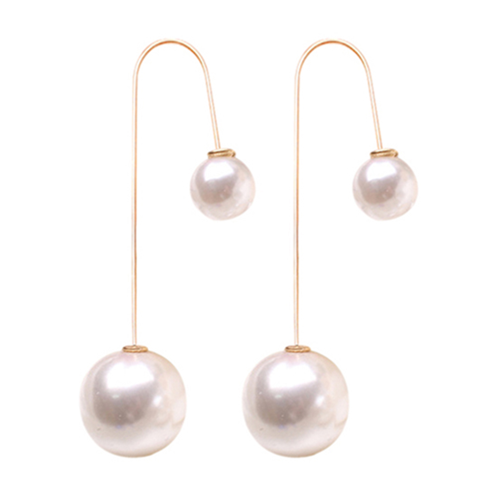 AYYUFE Earrings U-Shaped Double Sided Faux Pearl Gold Plated Ear Dangle Jewelry for Women Alloy,Faux Pearl White