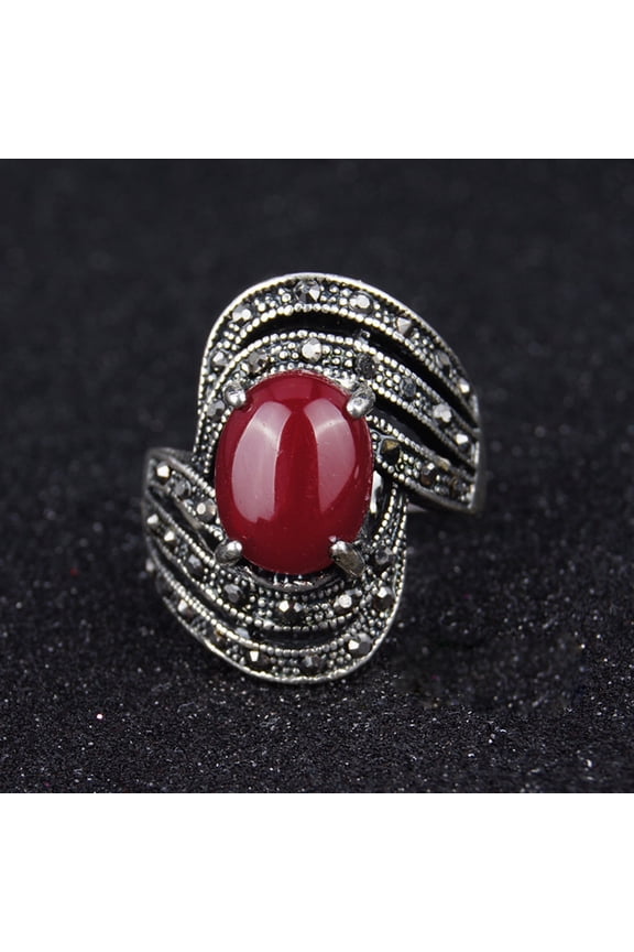 Elegant Inlaid Artificial Gemstone Finger Ring Party Women