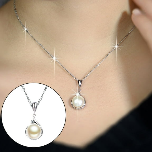 AYYUFE Elegant Single Pearl Pendant Necklace Choker Chain Women