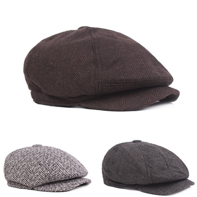 AYYUFE Fashion Classic Newsboy Beret Hat Men's Knitted Outdoor Casual Octagonal Cap