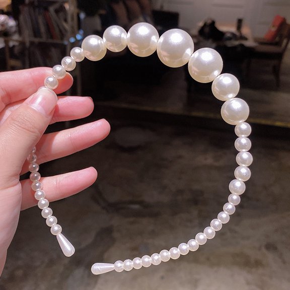AYYUFE Fashion Women Hair Hoop Handmade Non-slip Faux Pearls Headband Accessory for Wedding