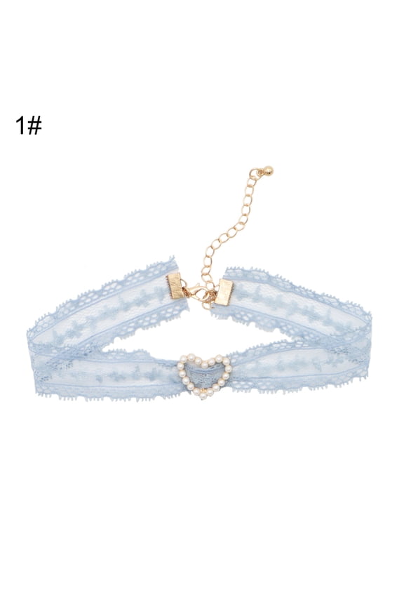 Female able Necklace Fairy Lace Faux Pearl Choker Clavicle Chain Jewelry Color Retention Alloy Silver