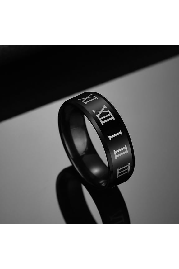 Finger Ring Stainless Steel Roman Number Print Men Band for Prom