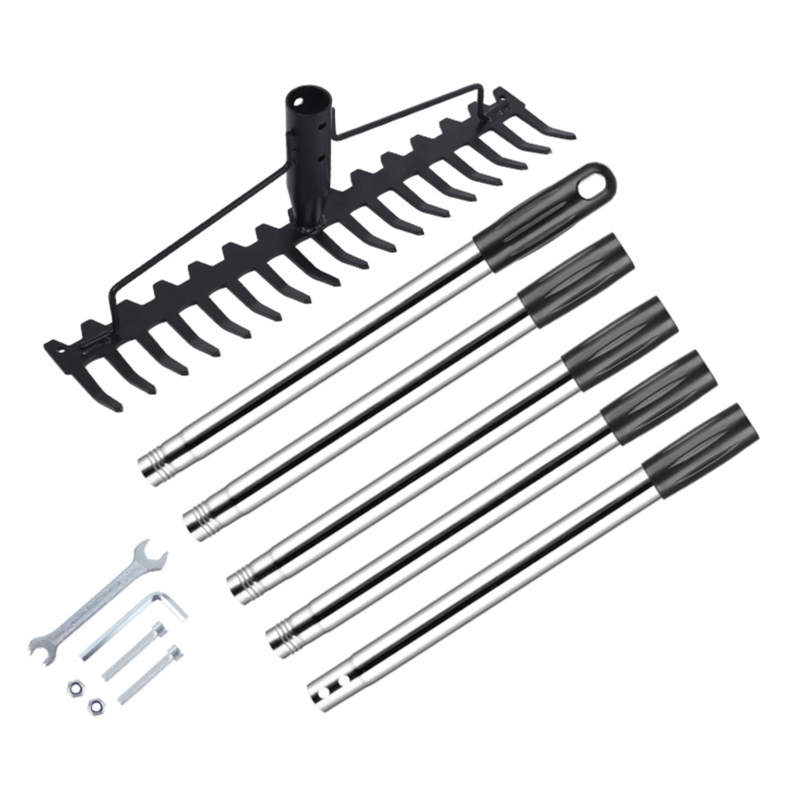 Rake Tools AYYUFE Garden Rake Stainless Steel Hand Rake Soil Tiller with 17-Tines ...