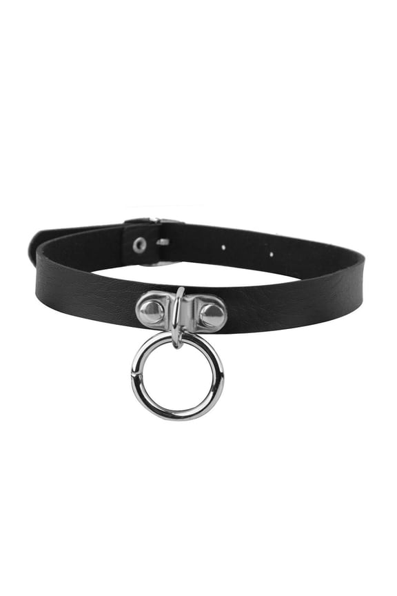 Gothic Circle Choker Collar Pendant Leather Chain Neck Ring Necklace