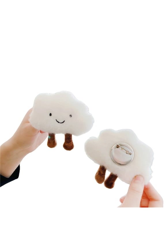 Hair Clips Fluffy Plush Cartoon Clouds Brooch Pin for Ornament