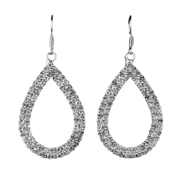 AYYUFE Hoop Earring Decorative Comfortable Exquisite Tear Drop Earrings for Festival Rhinestone,Alloy Silver