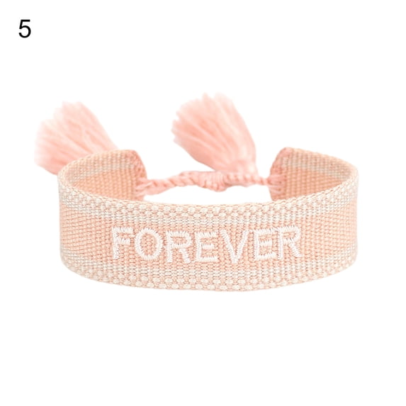 AYYUFE Ladies Wrap Bracelets Tassel Exquisite Hand Decoration Embroidered Letters n Bracelet for Friends Braid Fabric Blac