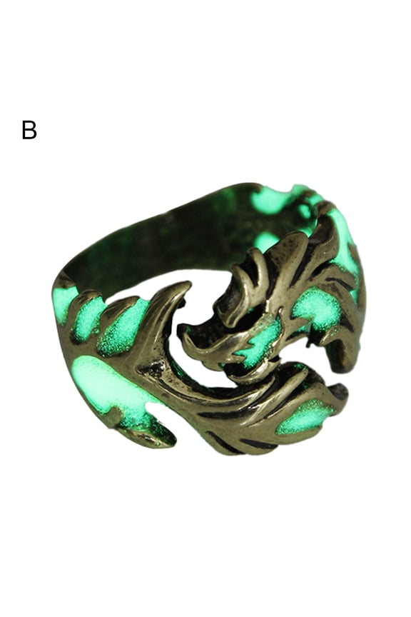 Luminous Ring Eye-catching Rust-proof Alloy Glowing Men's Dragon Shaped Ring for Students