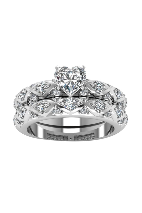 Luxury Women Cubic Zirconia Heart Rhombus Ring Wedding Engagement Jewelry Gift Alloy Silver