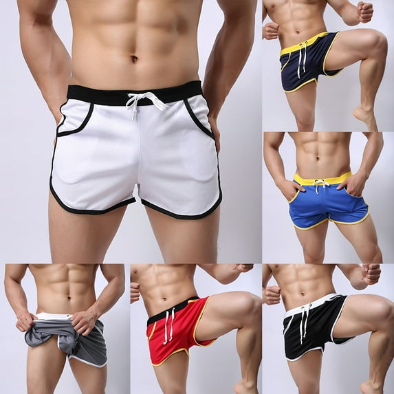 AYYUFE Men Color Block Summer Sports Gym Drawstring Shorts Beach Pants Swimming Trunks