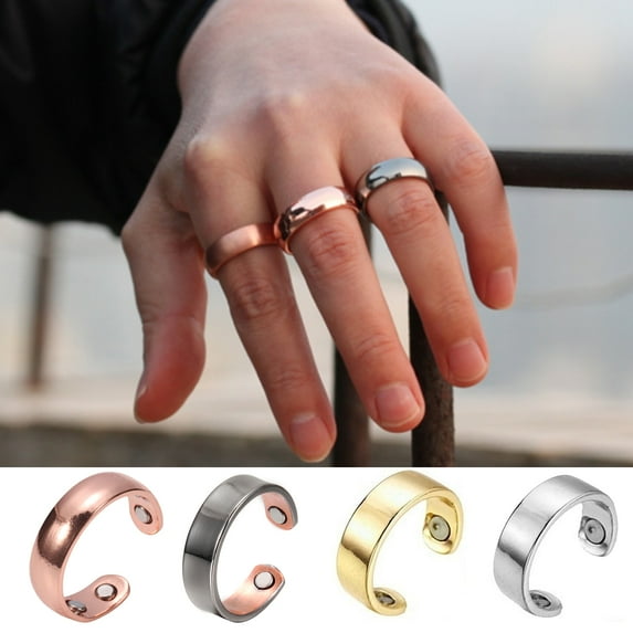 AYYUFE Men Ring Opening Magnetic Jewelry Electroplating Geometric Finger Ring Birthday Gifts