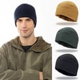 thumbnail image 1 of AYYUFE Men Women Unisex Winter Soft Warm Fleece Cap Solid Color Thickened Military Army Beanie Hat for Daily Life, 1 of 8