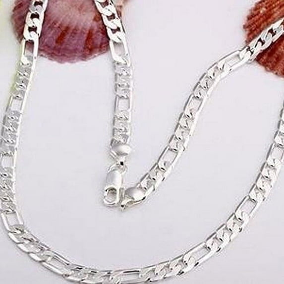 AYYUFE Men's Women's Silver Plated Chain Necklace