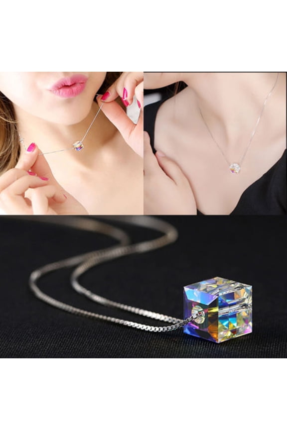 MultiCube Rhinestone Pendant Chain Statement Necklace