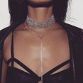 thumbnail image 1 of AYYUFE Multilayer Full Rhinestone Pendant Necklace Thick Women Statement, 1 of 8