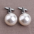 thumbnail image 1 of AYYUFE Pack Of 2 Pearl Cufflinks Shirt Sleeve Buttons Clothes Accessory Gift, 1 of 7