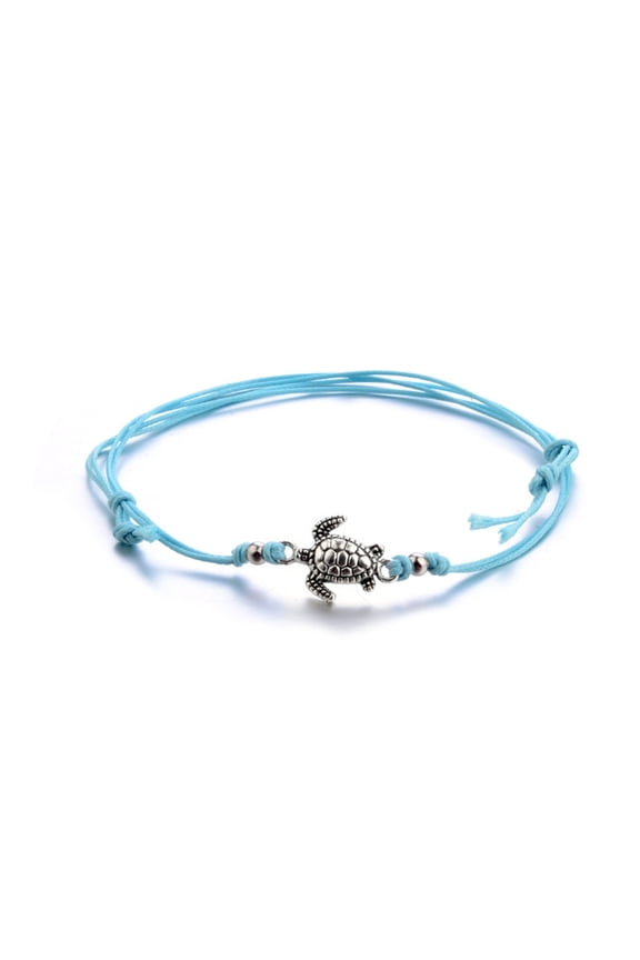 Pack Of 3 Bohemia Women Weaved Rope Sea Turtle Stone Anklet Bracelet Foot