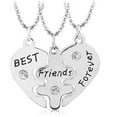 thumbnail image 1 of AYYUFE Pack Of 3 Women's Best Friend Necklace Set  Rhinestone Matching Heart Shape Pendant Best Friendship Puzzle Stitching Necklace, 1 of 7