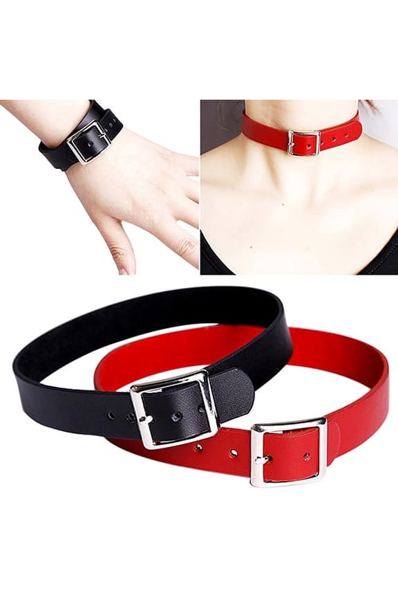 Punk Leather Belt Choker Collar Necklace Women's Club Birthday