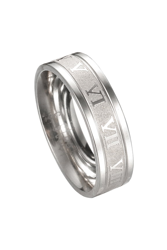 Punk Ring Creative Unisex Titanium Steel Roman Numerals Ring for Party Gift Daily Life Titanium Steel Silver