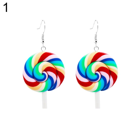 AYYUFE Rainbow Lollipop Candy Dangle Hook Earrings Women Jewelry Gift Party Alloy, Soft Clay Multi-color