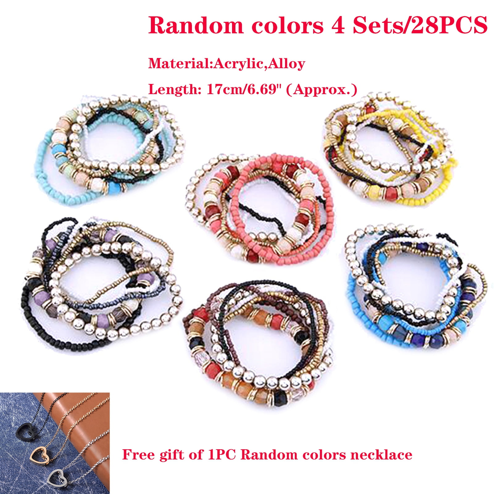 AYYUFE Random colors 4 Sets/28PCS Boho Bracelets Women Boho Bohemian ...