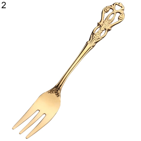 AYYUFE Relief Pattern Coffee Spoon Rust-resistant Stainless Steel School Canteen Dessert Fork for Restaurant