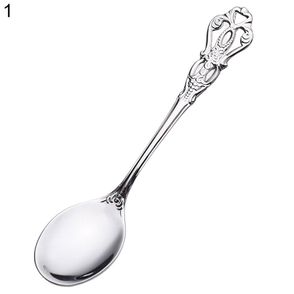 AYYUFE Relief Pattern Coffee Spoon Rust-resistant Stainless Steel School Canteen Dessert Fork for Restaurant