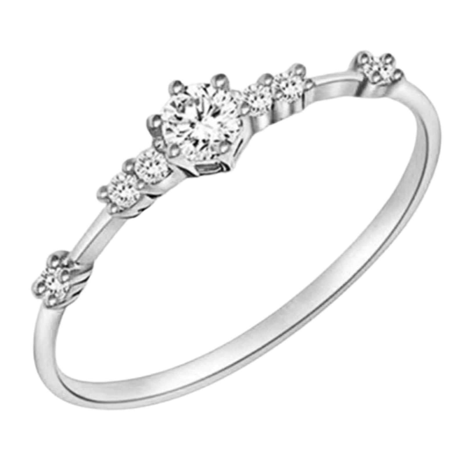 AYYUFE Ring Rhinestone Inlaid AntiRust Metal Ladies Engagement Finger Band for Birthday Metal