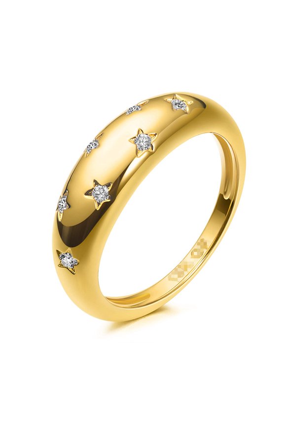 AYYUFE Ring Star Delicate Alloy Gold Color Pentagram Ring for Holiday Alloy Gold