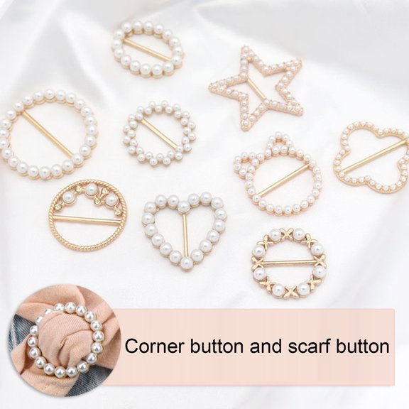 AYYUFE Scarf Buckle Geometric Shape Imitation Pearl Inlaid Alloy T-shirt Knotted Sarong Cloak Pin for Women