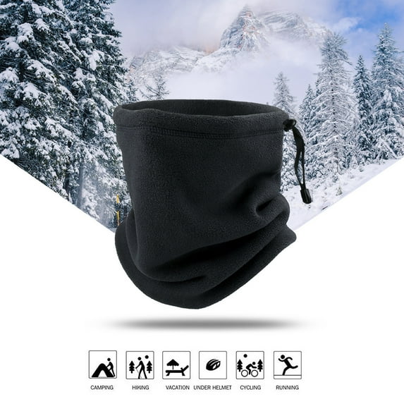 AYYUFE Soft Neck Warmer Gaiter Solid Color Drawstring Design Fleece Neck Gear for Cycling