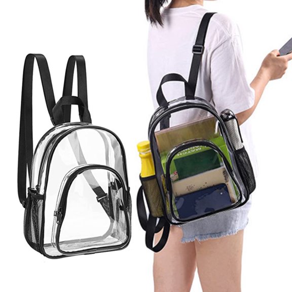 AYYUFE Student Backpack Transparent See Through Large Capacity Smooth Zipper Plastic School Bag for School